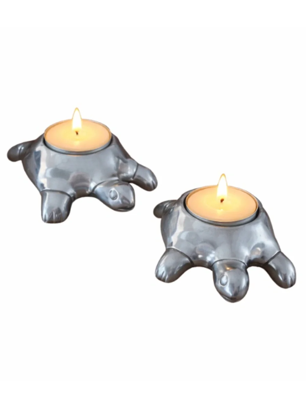 Restoration Hardware Turtle Tealight Holders Silver Metal Set of 2 Coastal Decor